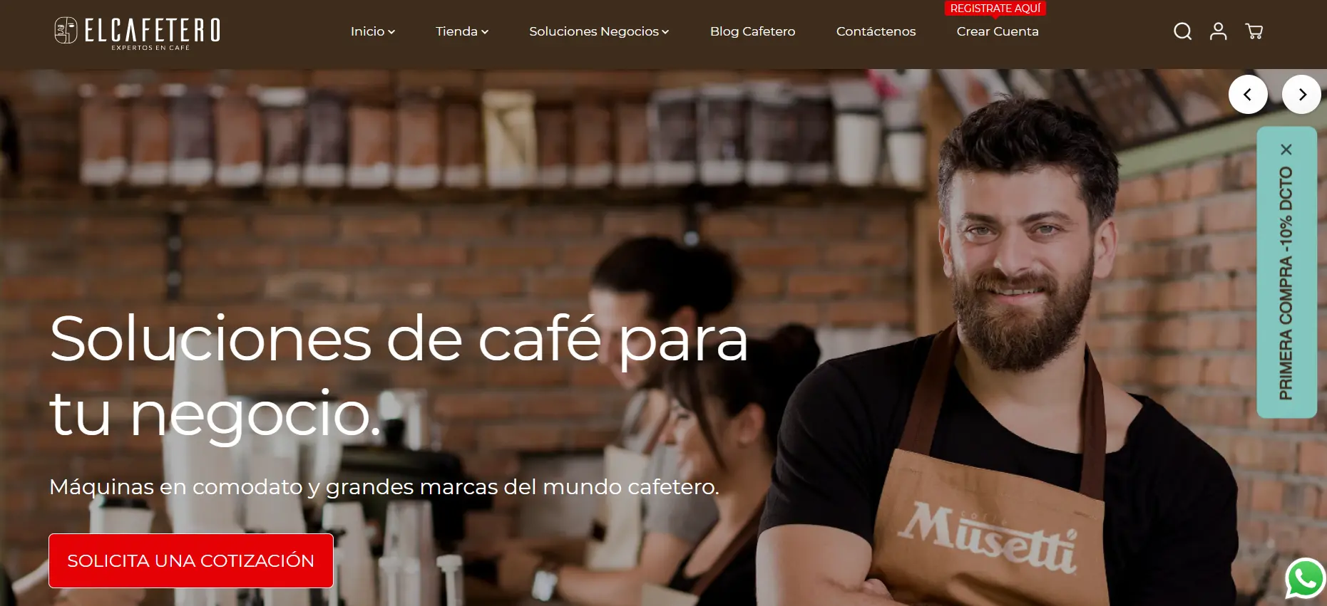 soluciones de café para tu negocio en elcafetero.cl sitio ecommerce de café.